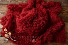 Basket size flokati rugs 40x50 cm - ruby red