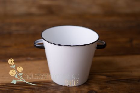 Metal bucket - distressed white - smaller one