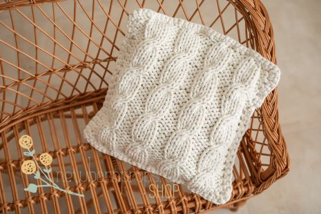 Crochet pillow cover 100% cotton dark natural 3