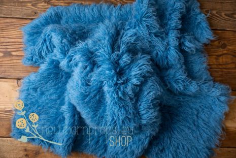 Basket size flokati rugs 40x50 cm - ocean blue