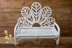 Rattan bench in white