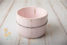 Wooden bucket with a wire - ready to ship - pastel pink