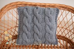 Crochet pillow cover 100% cotton dark grey 2