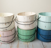 Wooden bucket with a wire - ready to ship - pastel green