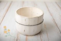 Wooden bucket with a wire - ready to ship - linen