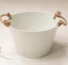 Enamel bucket with ropes - off-white colour