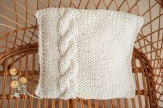 Crochet pillow cover 100% cotton dark natural 1
